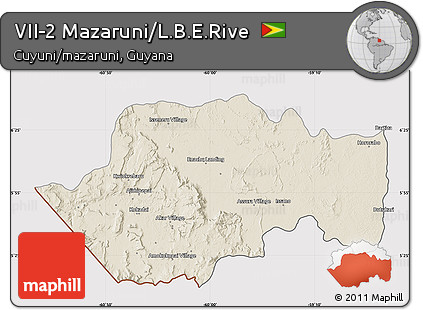 Shaded Relief Map of VII-2 Mazaruni/L.B.E.Rive, cropped outside