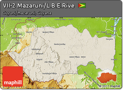 Shaded Relief Map of VII-2 Mazaruni/L.B.E.Rive, physical outside