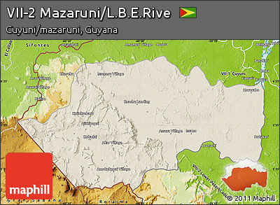 Shaded Relief Map of VII-2 Mazaruni/L.B.E.Rive, physical outside