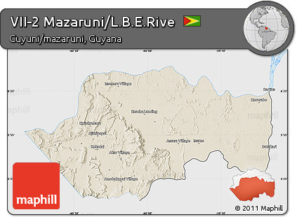 Shaded Relief Map of VII-2 Mazaruni/L.B.E.Rive, single color outside
