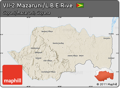 Shaded Relief Map of VII-2 Mazaruni/L.B.E.Rive, single color outside