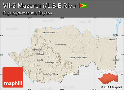 Shaded Relief Map of VII-2 Mazaruni/L.B.E.Rive, single color outside