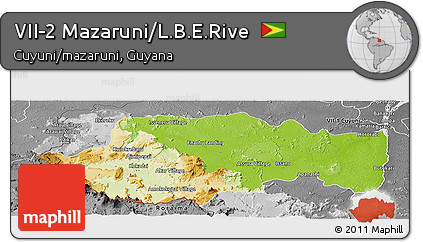 Physical Panoramic Map of VII-2 Mazaruni/L.B.E.Rive, desaturated
