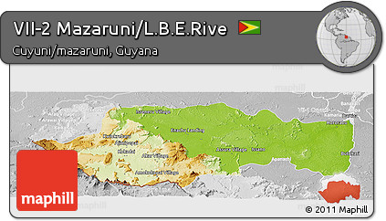 Physical Panoramic Map of VII-2 Mazaruni/L.B.E.Rive, lighten, desaturated