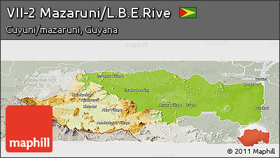 Physical Panoramic Map of VII-2 Mazaruni/L.B.E.Rive, lighten, semi-desaturated