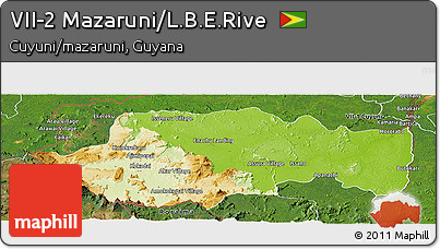 Physical Panoramic Map of VII-2 Mazaruni/L.B.E.Rive, satellite outside