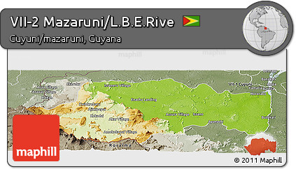 Physical Panoramic Map of VII-2 Mazaruni/L.B.E.Rive, semi-desaturated