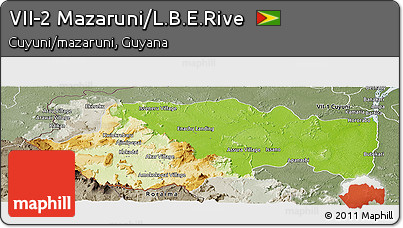 Physical Panoramic Map of VII-2 Mazaruni/L.B.E.Rive, semi-desaturated
