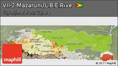 Physical Panoramic Map of VII-2 Mazaruni/L.B.E.Rive, semi-desaturated