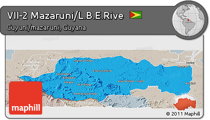 Political Panoramic Map of VII-2 Mazaruni/L.B.E.Rive, lighten, semi-desaturated
