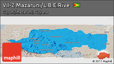 Political Panoramic Map of VII-2 Mazaruni/L.B.E.Rive, lighten, semi-desaturated