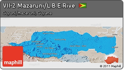 Political Panoramic Map of VII-2 Mazaruni/L.B.E.Rive, lighten, semi-desaturated