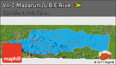 Political Panoramic Map of VII-2 Mazaruni/L.B.E.Rive, satellite outside