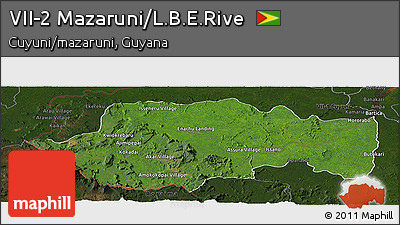 Satellite Panoramic Map of VII-2 Mazaruni/L.B.E.Rive, darken