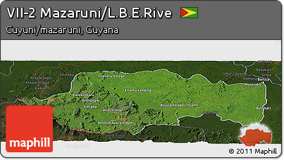 Satellite Panoramic Map of VII-2 Mazaruni/L.B.E.Rive, darken