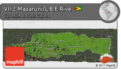 Satellite Panoramic Map of VII-2 Mazaruni/L.B.E.Rive, darken, semi-desaturated