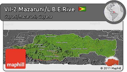 Satellite Panoramic Map of VII-2 Mazaruni/L.B.E.Rive, desaturated