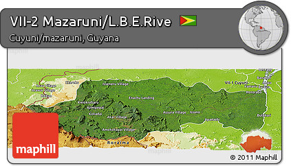 Satellite Panoramic Map of VII-2 Mazaruni/L.B.E.Rive, physical outside