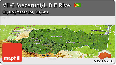 Satellite Panoramic Map of VII-2 Mazaruni/L.B.E.Rive, physical outside