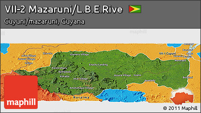 Satellite Panoramic Map of VII-2 Mazaruni/L.B.E.Rive, political outside