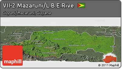 Satellite Panoramic Map of VII-2 Mazaruni/L.B.E.Rive, semi-desaturated