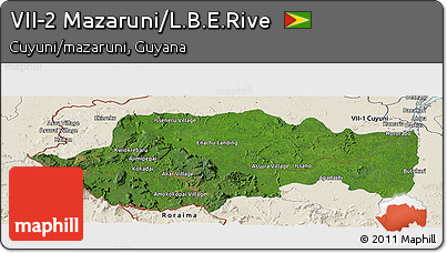 Satellite Panoramic Map of VII-2 Mazaruni/L.B.E.Rive, shaded relief outside