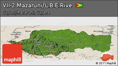 Satellite Panoramic Map of VII-2 Mazaruni/L.B.E.Rive, shaded relief outside