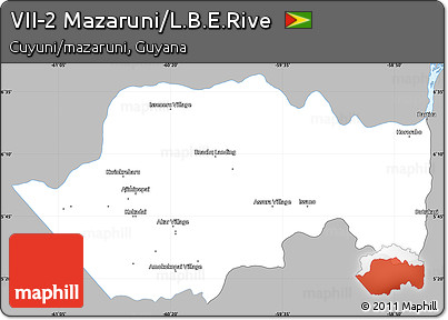 Gray Simple Map of VII-2 Mazaruni/L.B.E.Rive, single color outside