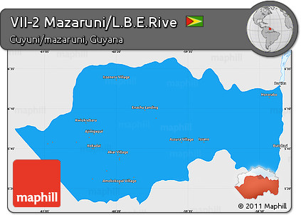 Political Simple Map of VII-2 Mazaruni/L.B.E.Rive, single color outside