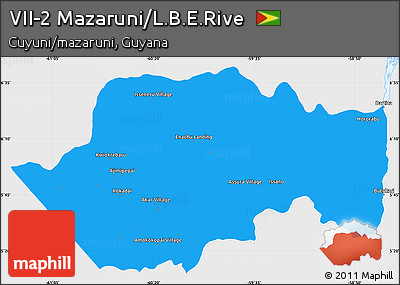 Political Simple Map of VII-2 Mazaruni/L.B.E.Rive, single color outside