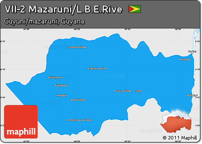 Political Simple Map of VII-2 Mazaruni/L.B.E.Rive, single color outside