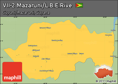 Savanna Style Simple Map of VII-2 Mazaruni/L.B.E.Rive, single color outside