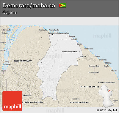 Classic Style 3D Map of Demerara/mahaica