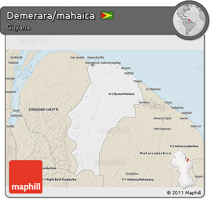 Classic Style 3D Map of Demerara/mahaica