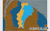 Political 3D Map of Demerara/mahaica, darken
