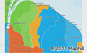 Political 3D Map of Demerara/mahaica, political shades outside