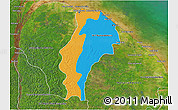 Political 3D Map of Demerara/mahaica, satellite outside