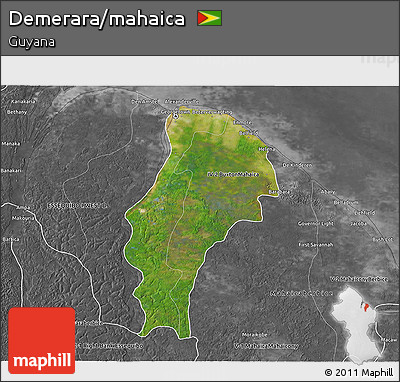 Satellite 3D Map of Demerara/mahaica, desaturated