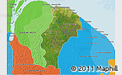 Satellite 3D Map of Demerara/mahaica, political shades outside
