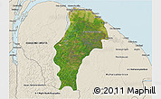 Satellite 3D Map of Demerara/mahaica, shaded relief outside