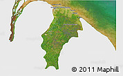 Satellite 3D Map of Demerara/mahaica, single color outside