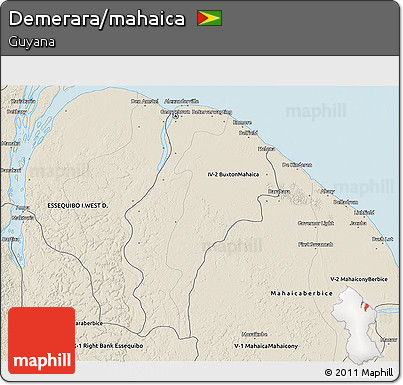 Shaded Relief 3D Map of Demerara/mahaica