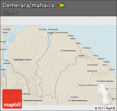 Shaded Relief 3D Map of Demerara/mahaica