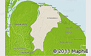 Shaded Relief 3D Map of Demerara/mahaica, physical outside