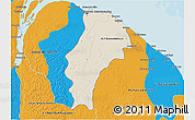 Shaded Relief 3D Map of Demerara/mahaica, political outside