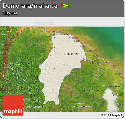 Shaded Relief 3D Map of Demerara/mahaica, satellite outside