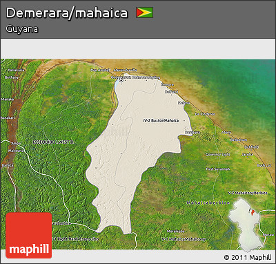 Shaded Relief 3D Map of Demerara/mahaica, satellite outside