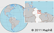 Gray Location Map of Demerara/mahaica, highlighted country