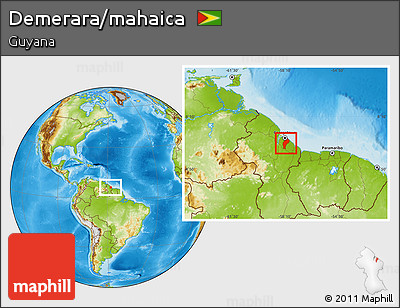 Physical Location Map of Demerara/mahaica