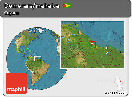 Satellite Location Map of Demerara/mahaica